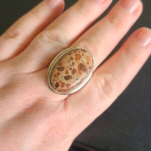 Unisex Silver Gemstone Stone Ring